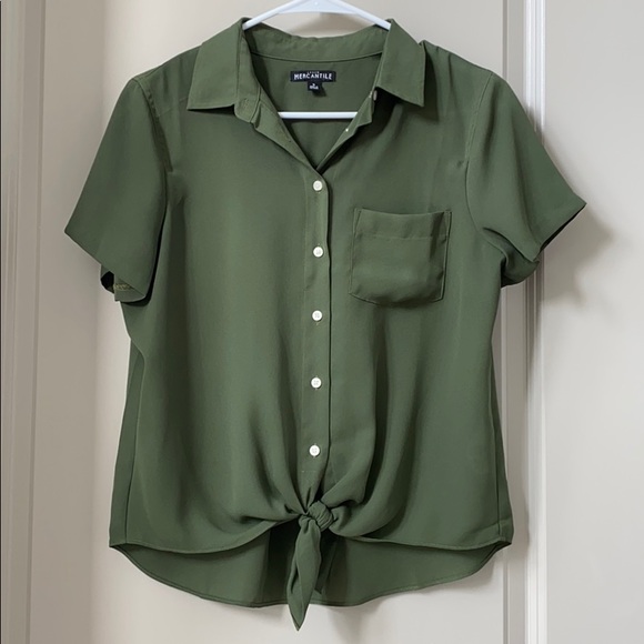 J. Crew Tops - LIKE NEW J.Crew Silky Tie Button-Down Green